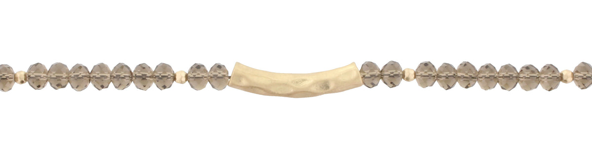 14" Faceted Beads with Hammered Gold Bar, 3" Ext. - Debs Boutique  LLC