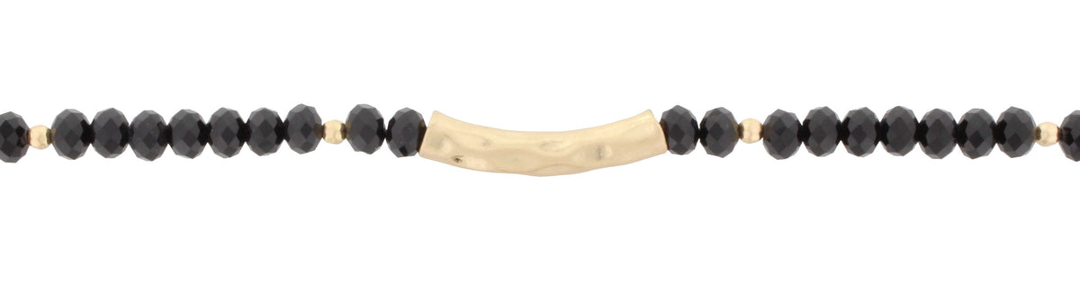 14" Faceted Beads with Hammered Gold Bar, 3" Ext. - Debs Boutique  LLC