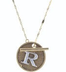 16" 2-Tone Initial Toggle Disc with Gold Chain Link Necklace - Debs on 5th