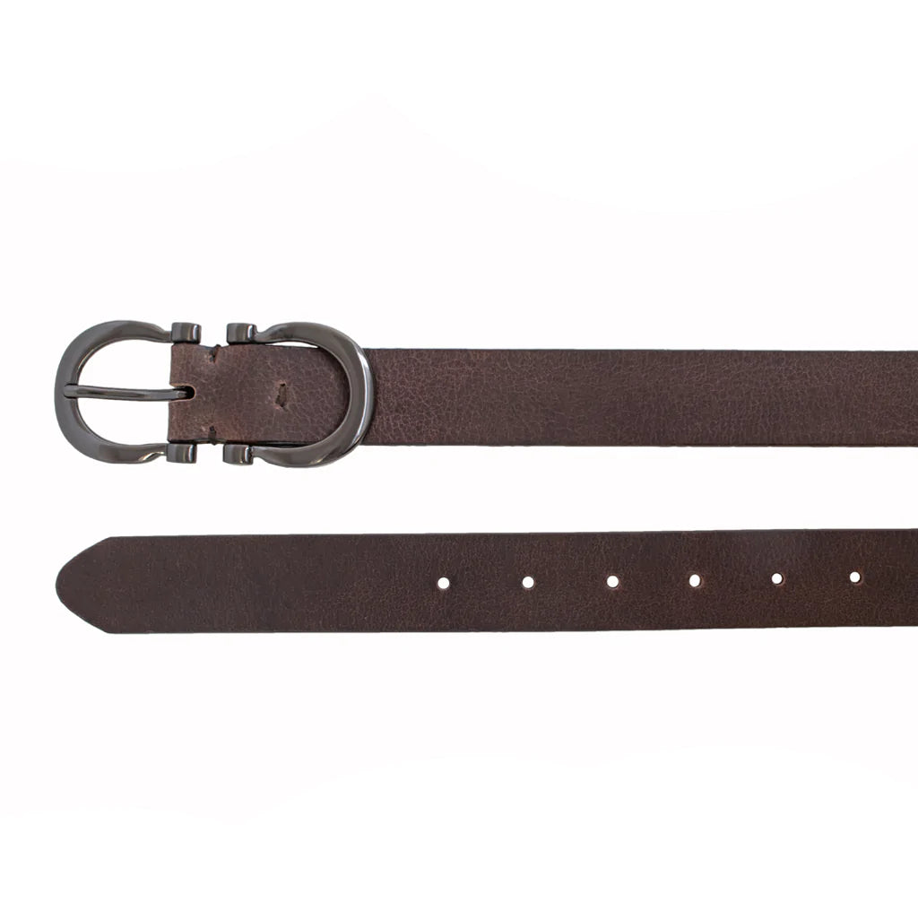 30MM Heavyweight Genuine Leather Belt with Hematite Finish - Debs on 5th