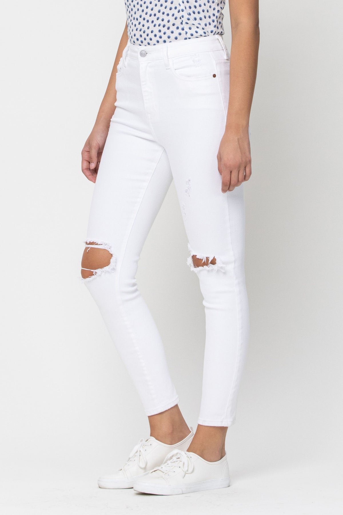 High Rise Distress Ankle Skinny Jean - Debs on 5th