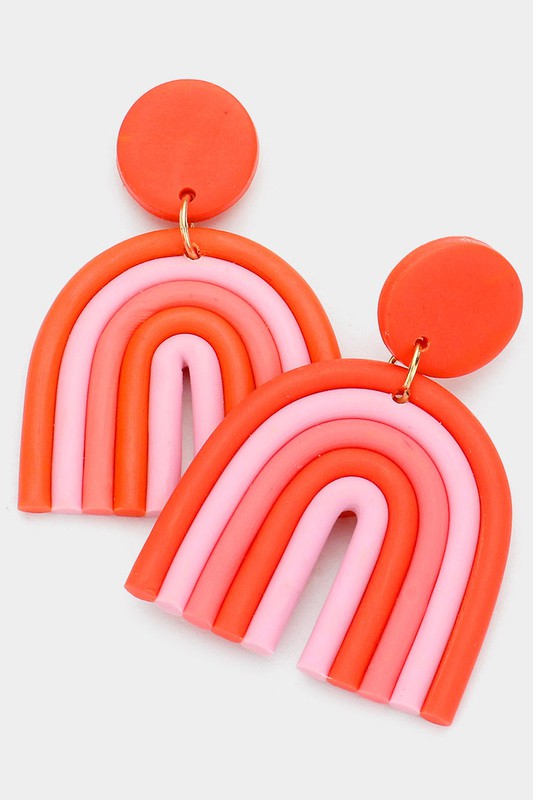 Rainbow Polymer Clay Dangle Earrings - Debs on 5th