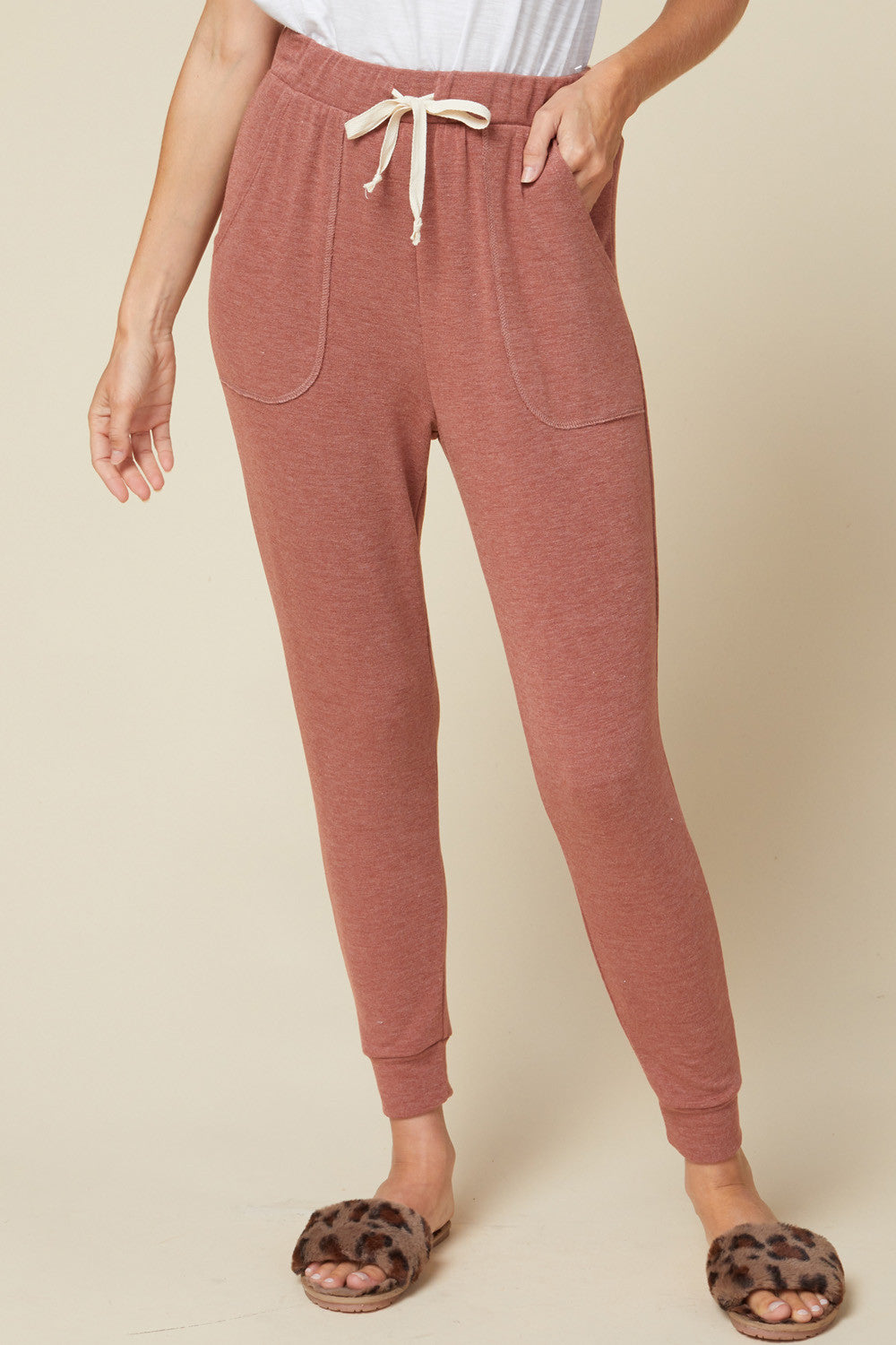 Solid Fleece Joggers w/Drawstring Waistband - Debs on 5th