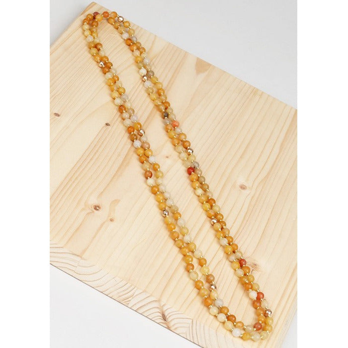 Natural Stone Beaded Long Necklace - Debs Boutique  LLC