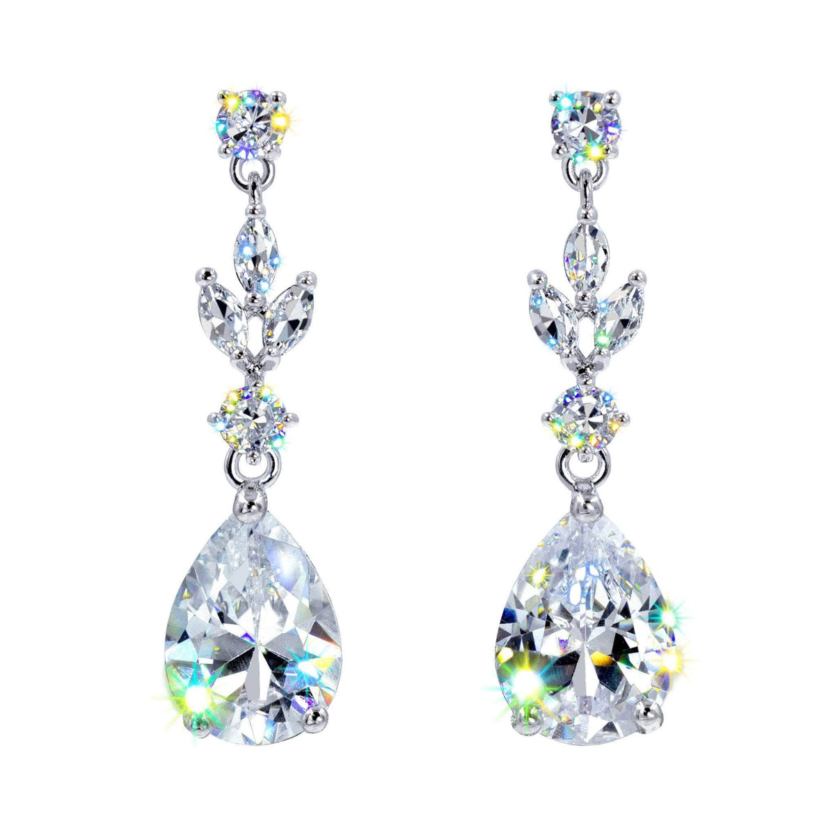 Elegant Teardrop Cascade CZ Chandelier Earrings