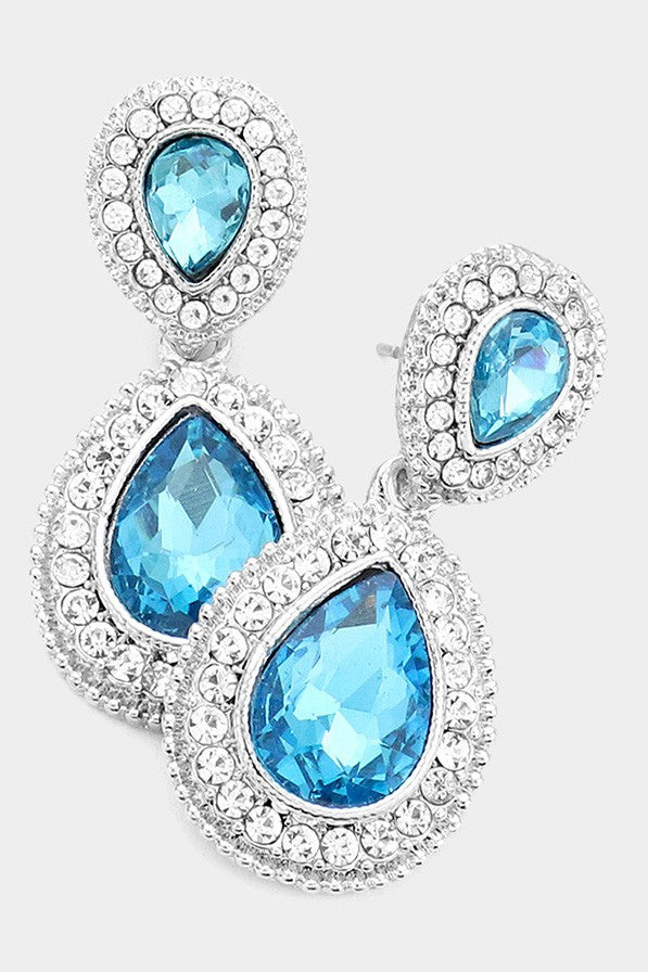 Rhinestone Trim Teardrop Evening Earrings