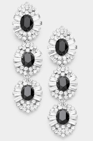 Glass Crystal Stone Dangle Evening Earrings