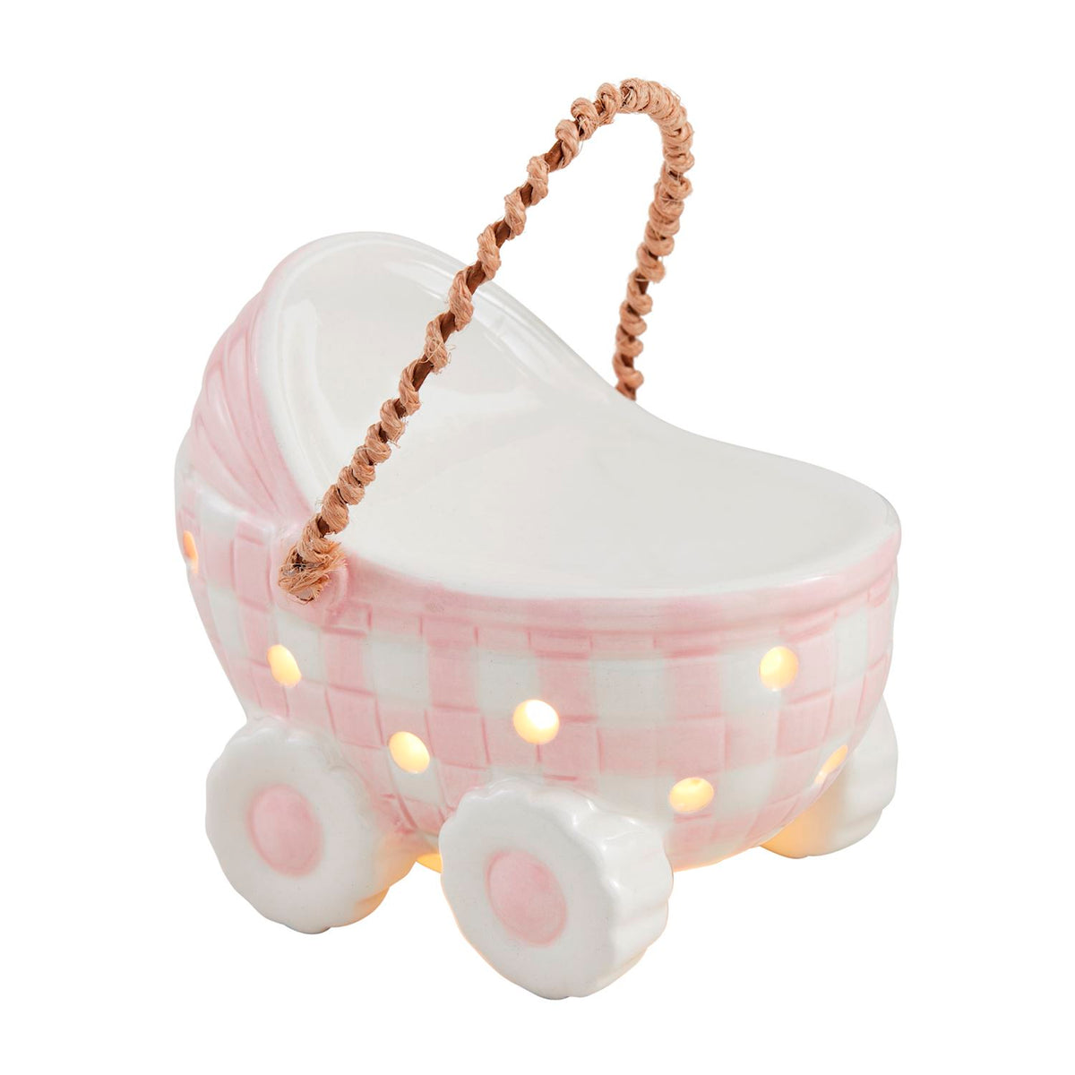 Ceramic Baby Carriage Sitter with LED Lights