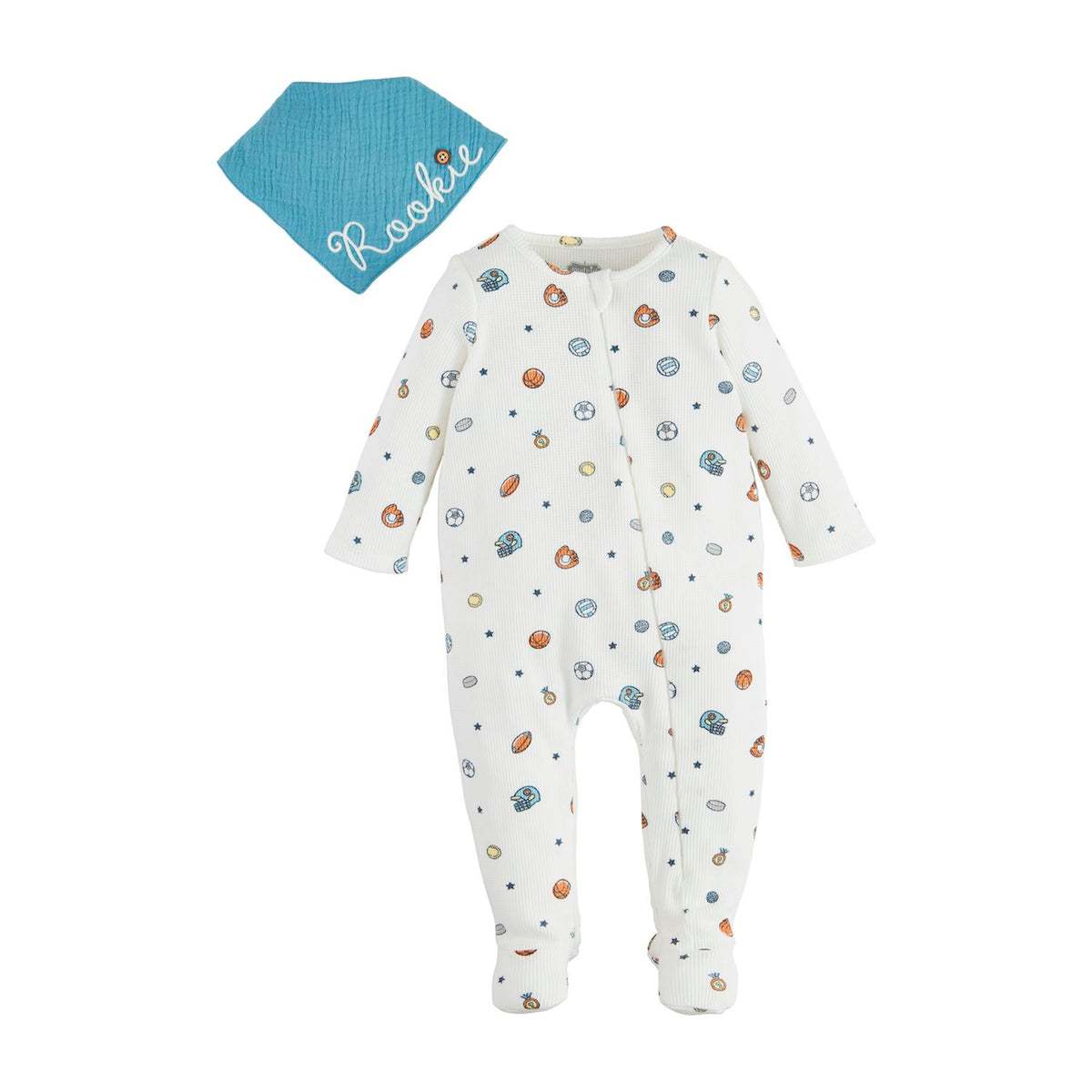 Sports Print Infant Sleeper & Bib Set