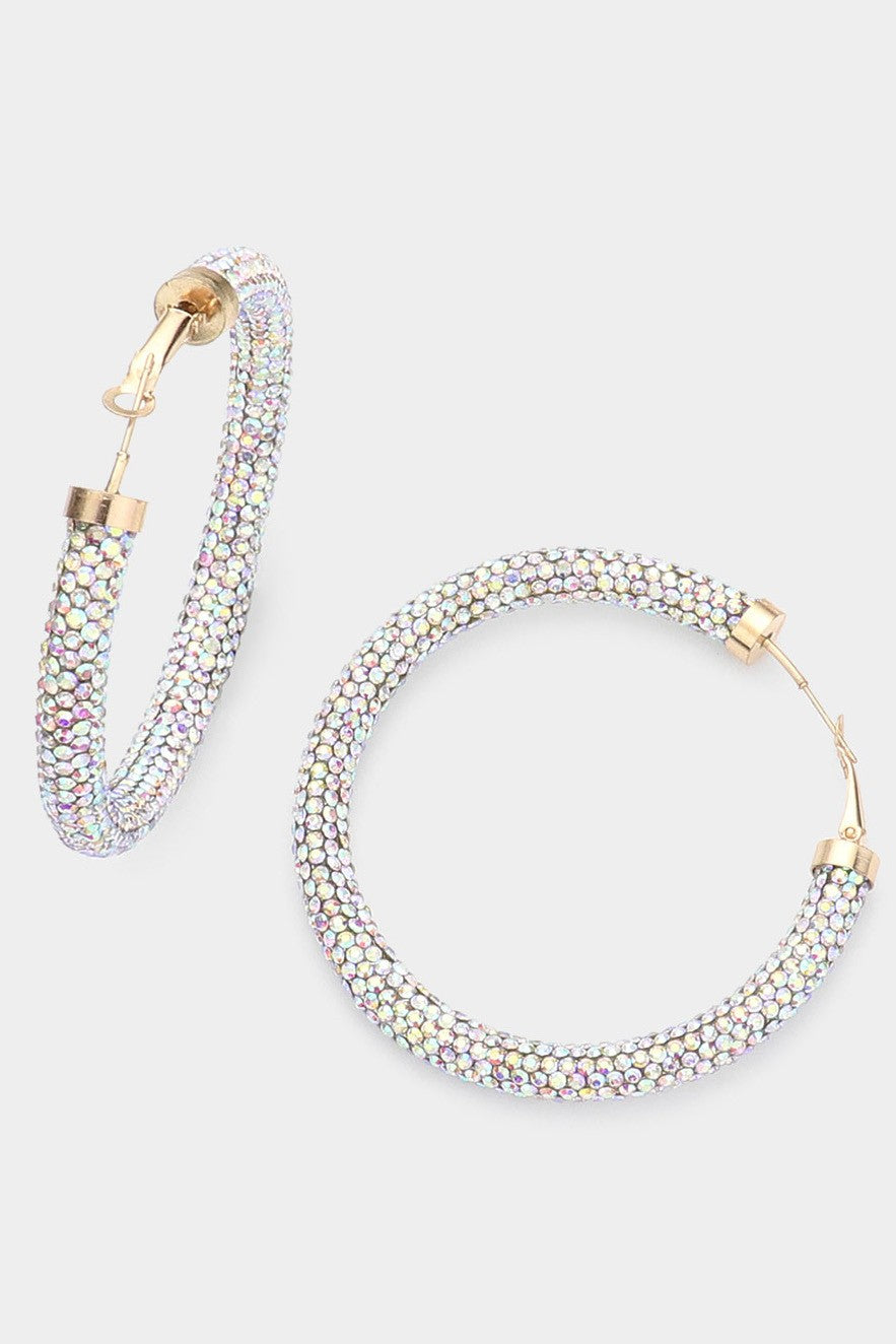 Rhinestone Pave Hoop Earrings