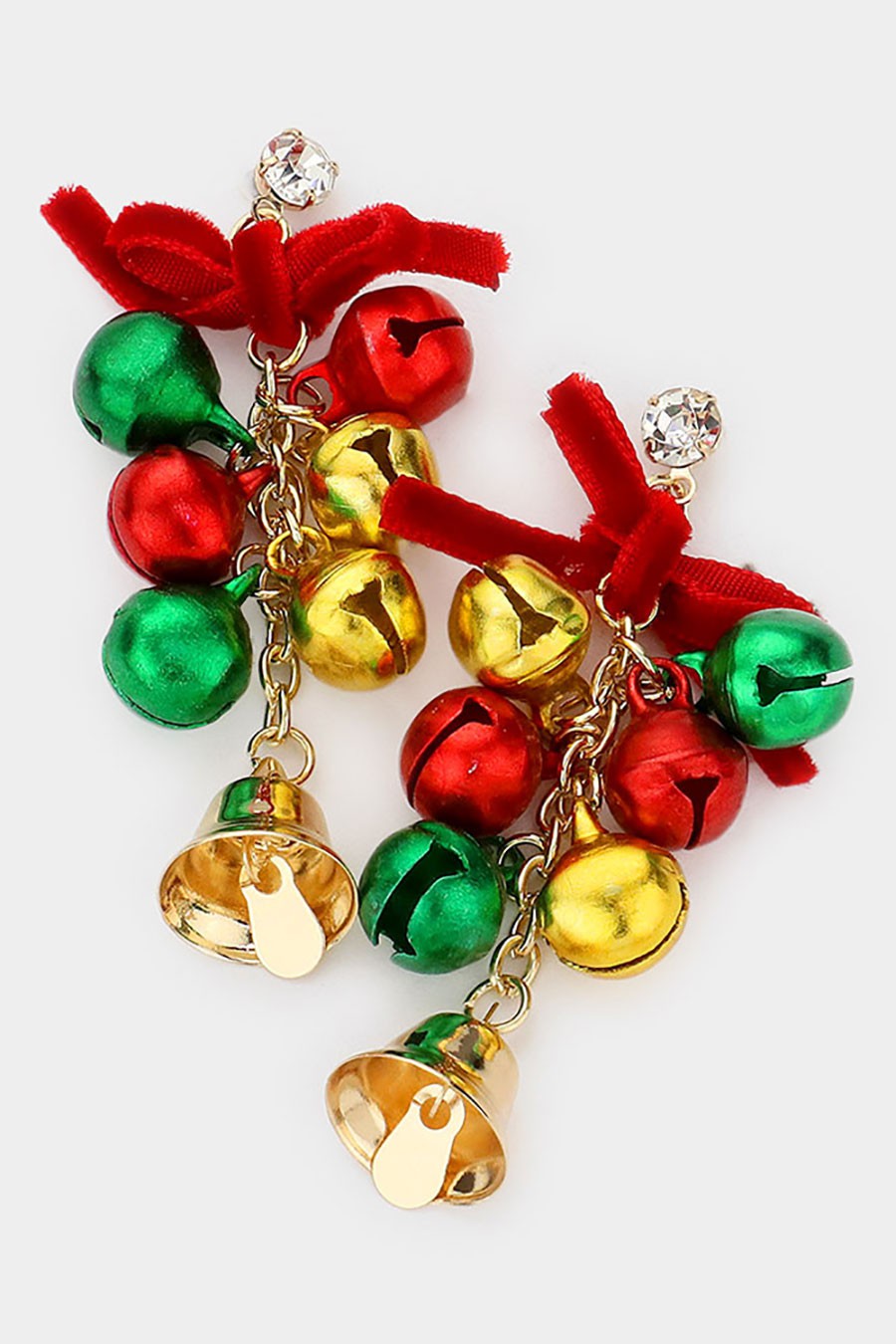 Christmas Jingle Bell Cluster Vine Dangle Earrings