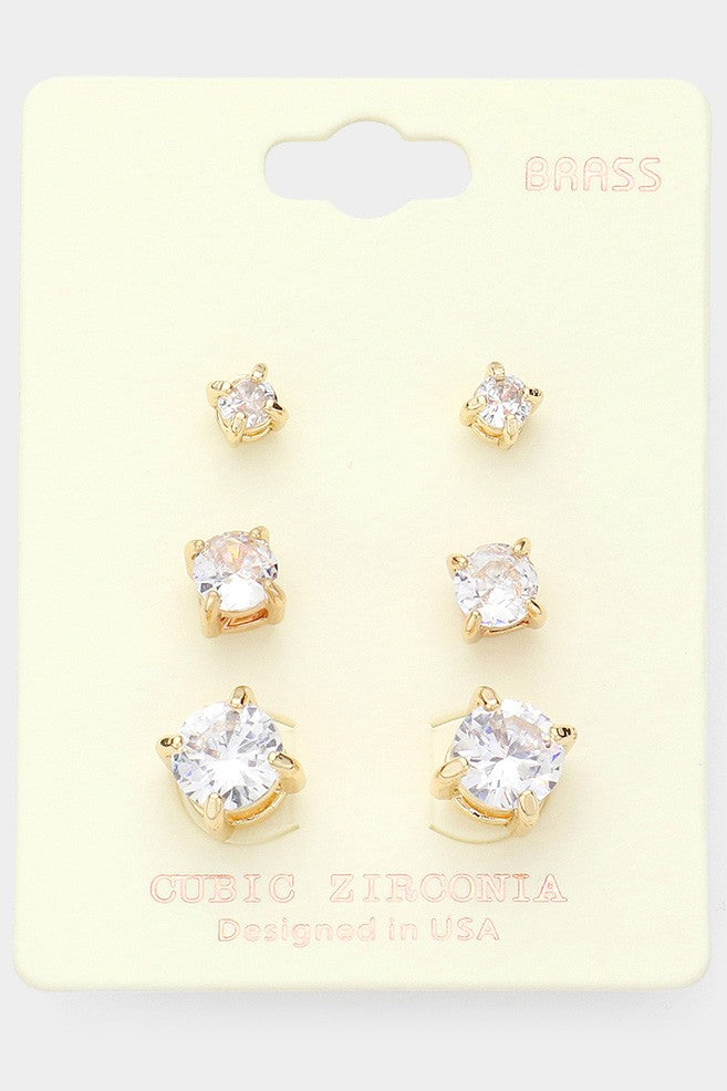 CZ Cubic Zirconia Round Stud Earrings