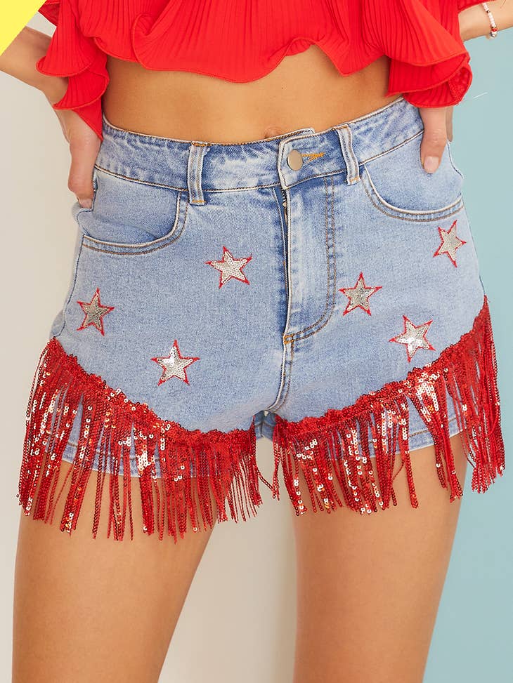 Star Spangled Denim Shorts