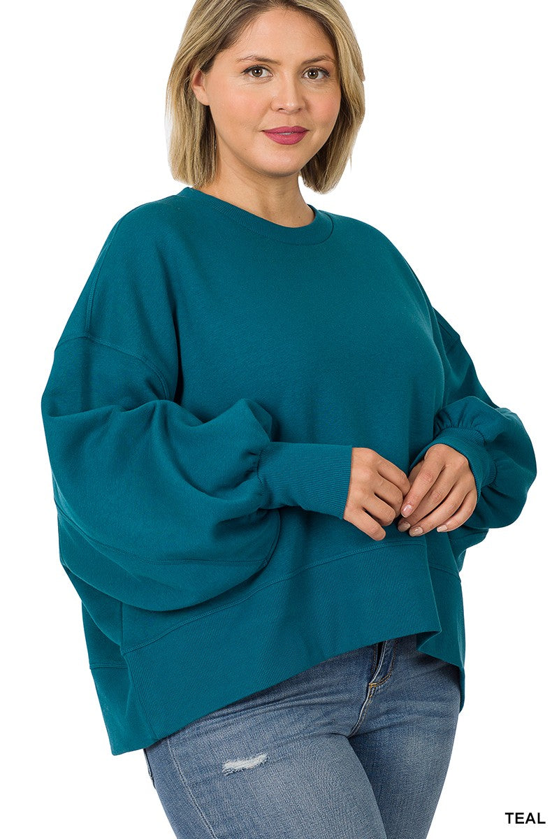 Balloon Sleeve Sweatshirt Plus Size - Debs on 5th