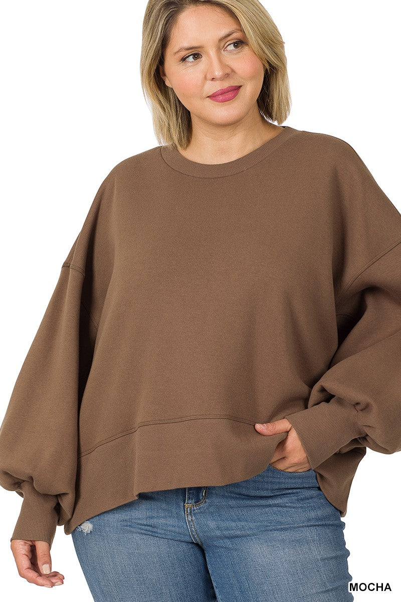 Balloon Sleeve Sweatshirt Plus Size - Debs on 5th