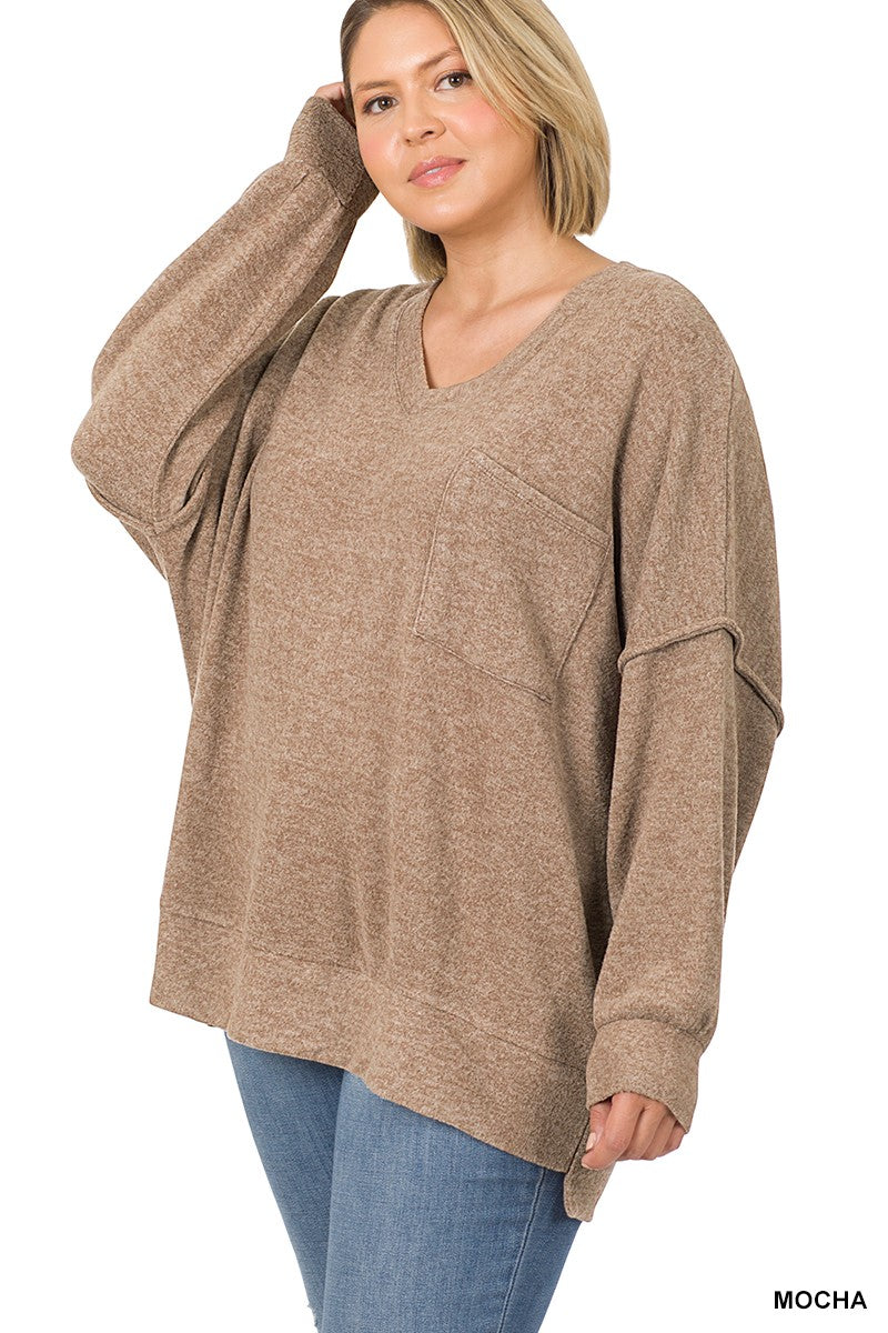 Brushed Mélange Oversized Soft Sweater Plus Size