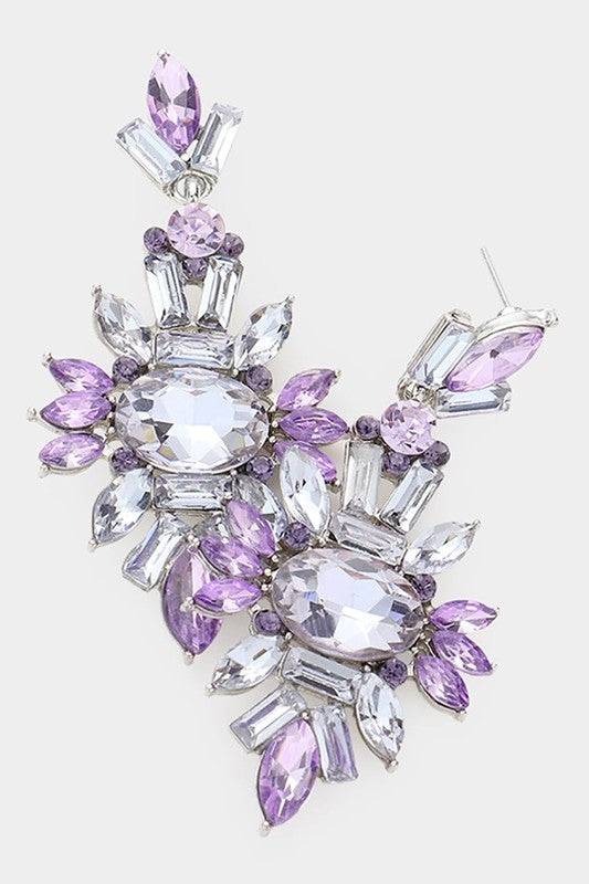 Marquise Crystal Cluster Evening Earrings - Debs on 5th