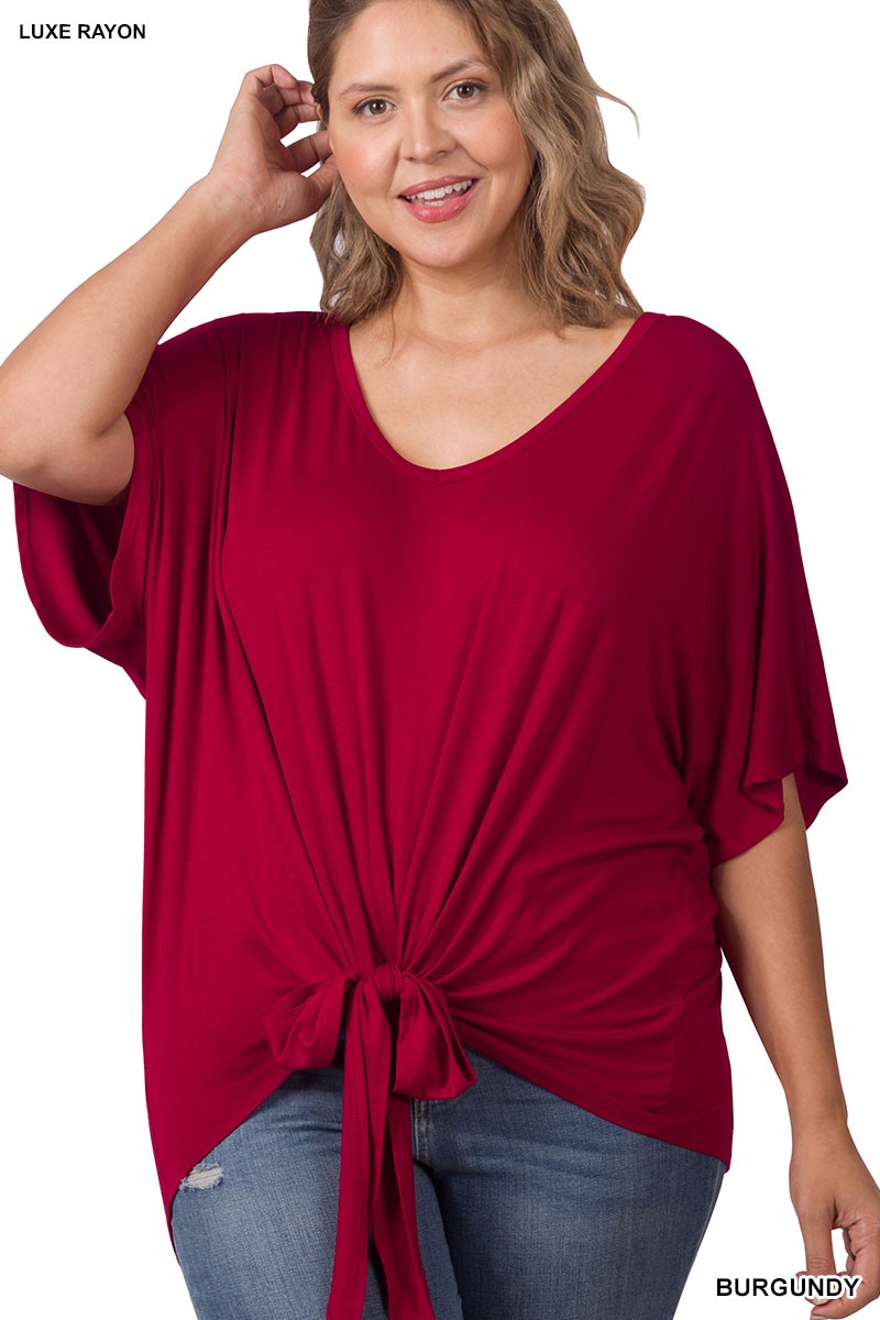 Rayon Tie Front Top