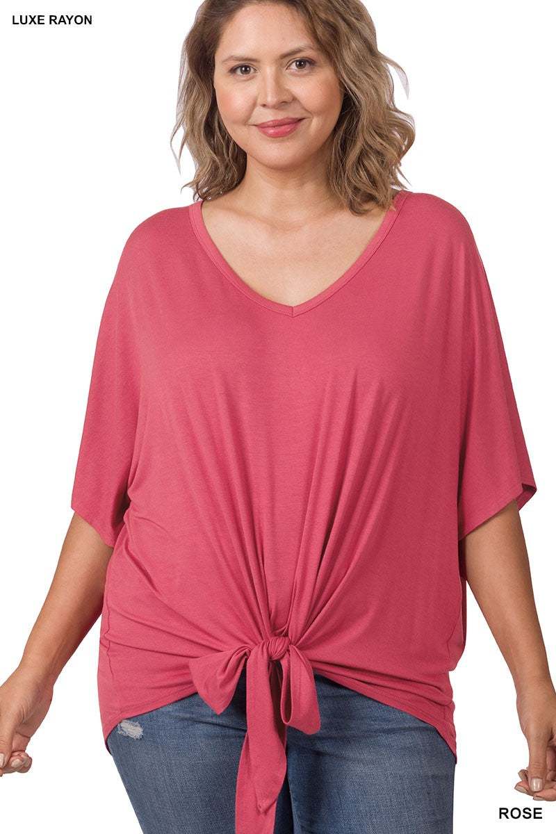 Rayon Tie Front Top