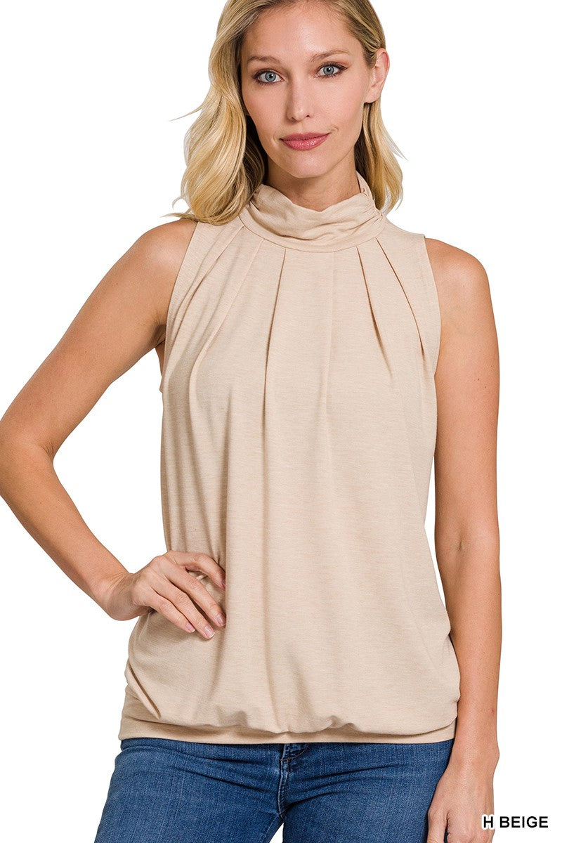 Sleeveless Pleated Top