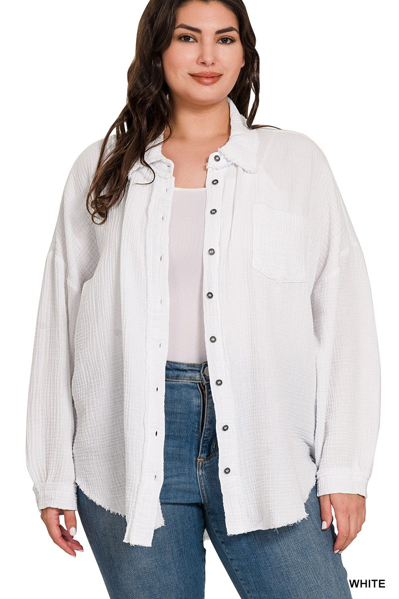 Plus Size Nice and Easy Raw Edge Shirt - Debs on 5th