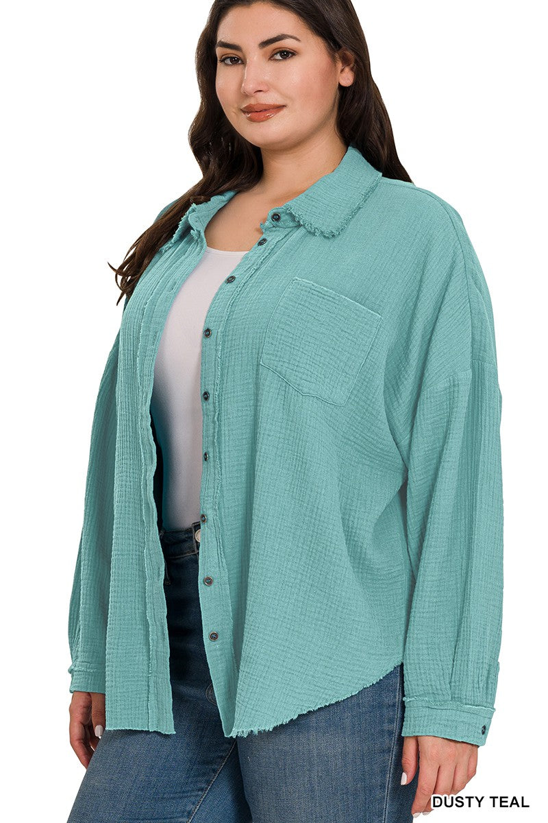 Plus Size Nice and Easy Raw Edge Shirt