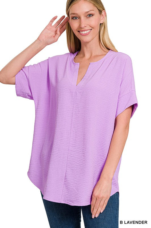 Breezy Airflow Split Neck Top