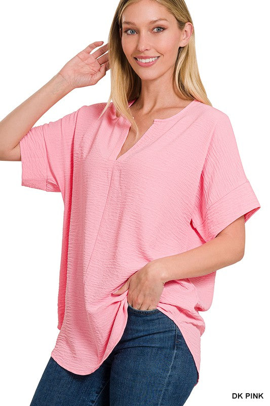 Breezy Airflow Split Neck Top - Debs on 5th