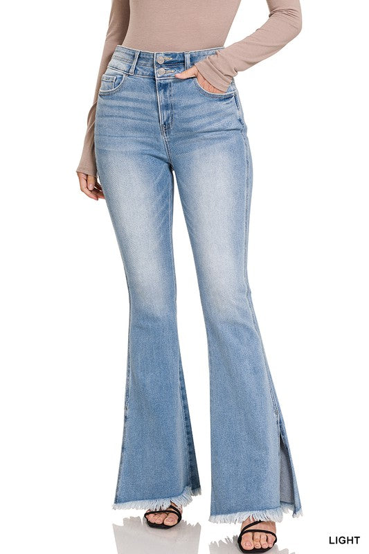 High Rise Jeans with Side Slits