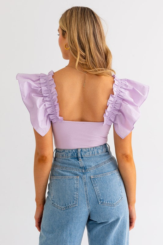 Angel Ruffle Sleeve Bodysuit