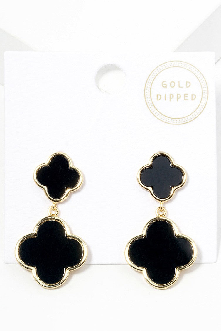 Mother of Pearl Quatrefoil Link Dangle Earrings