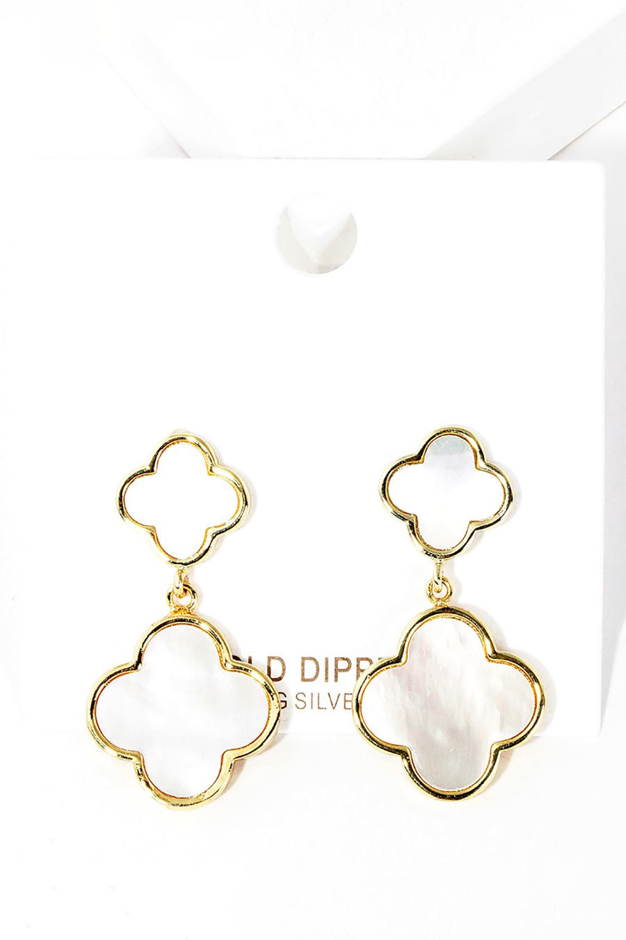 Mother of Pearl Quatrefoil Link Dangle Earrings