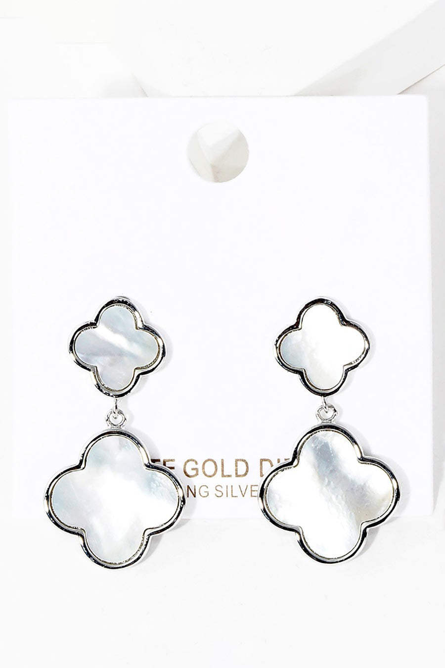 Mother of Pearl Quatrefoil Link Dangle Earrings