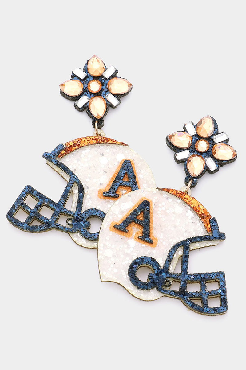 Game Day Glittered Football Helmet Earrings - Debs on 5th