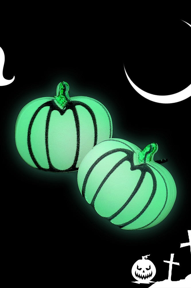 Glow in the Dark Pumpkin Stud Earrings