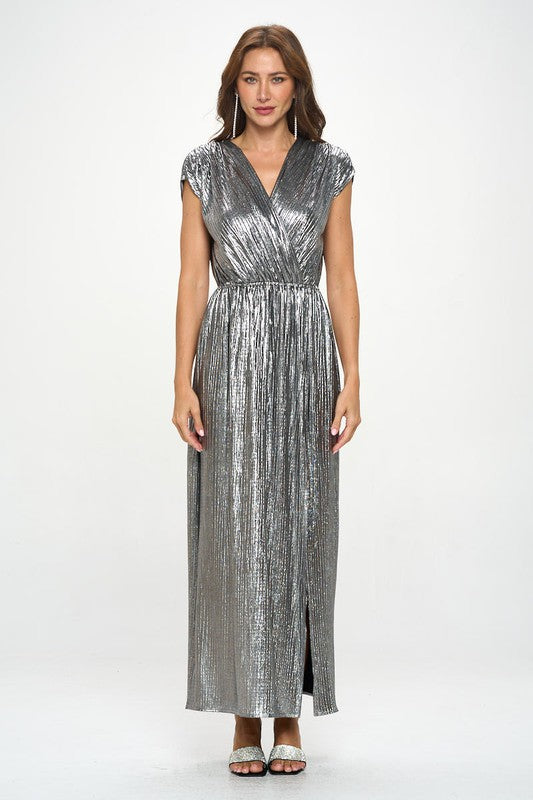 Made in USA Sleeveless Metallic Maxi Dress