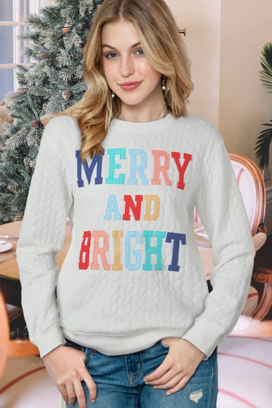 Merry Cable Knit Pullover Sweatshirt