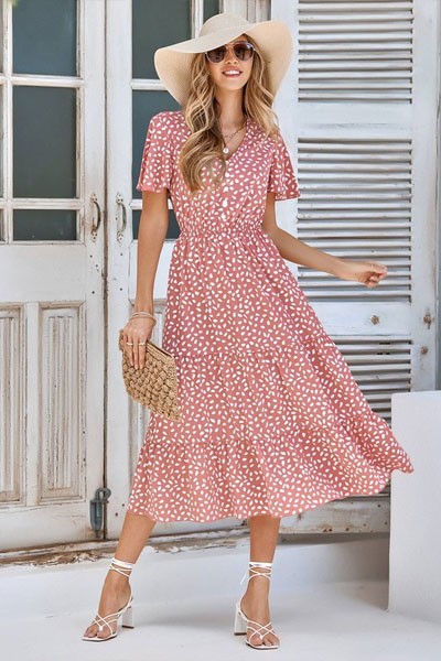 Women's Floral Print Chiffon A-Line Dress