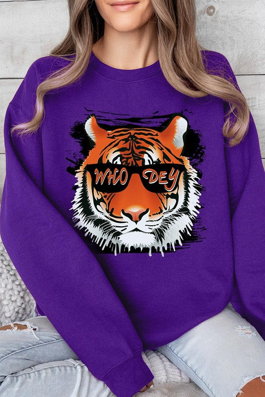 Who Dey Tiger Graphic Fleece Sweatshirts