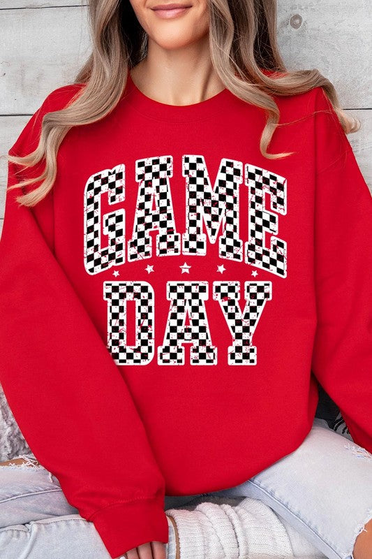 Checkered Game Day Graphic Fleece Sweatshirts