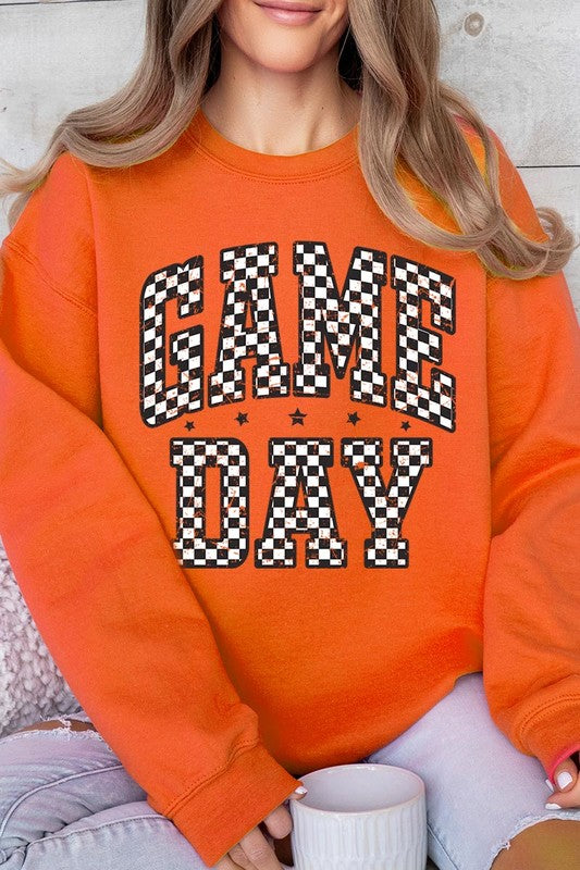 Checkered Game Day Graphic Fleece Sweatshirts