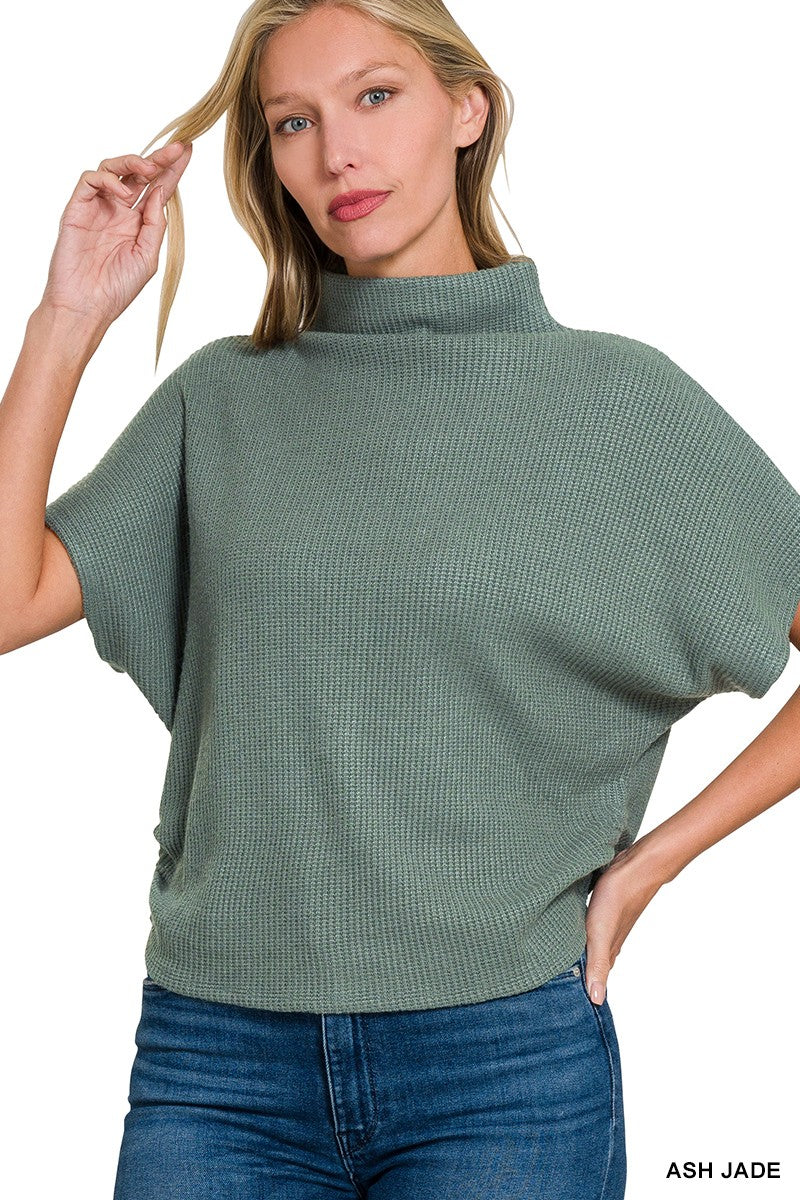 Mock Neck Sweater Side Shirred