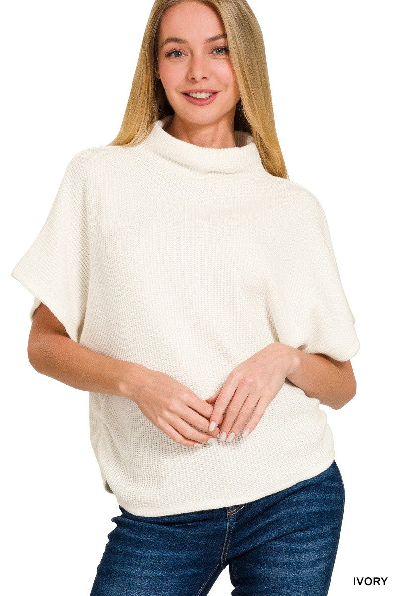 Mock Neck Sweater Side Shirred