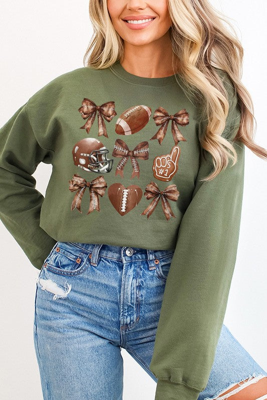 Fall Football Brown Helmet Graphic Sweatshirt