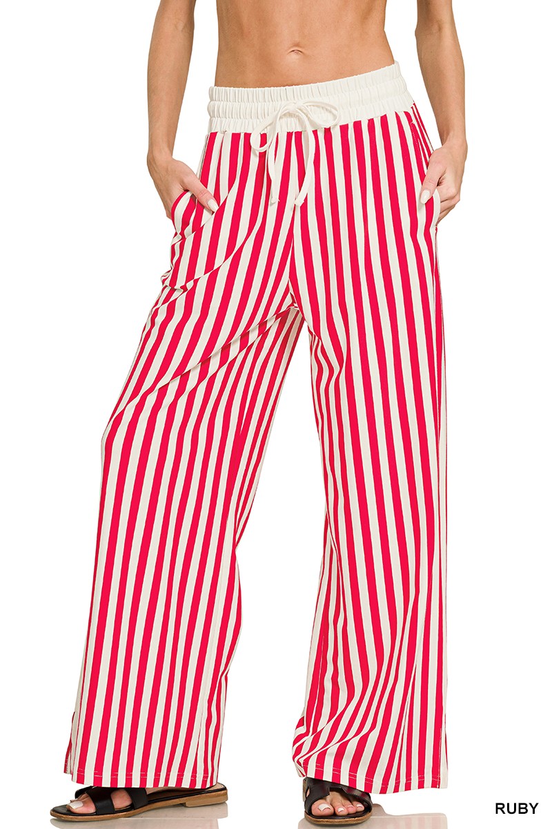 Vertical Striped Wide Leg Pants