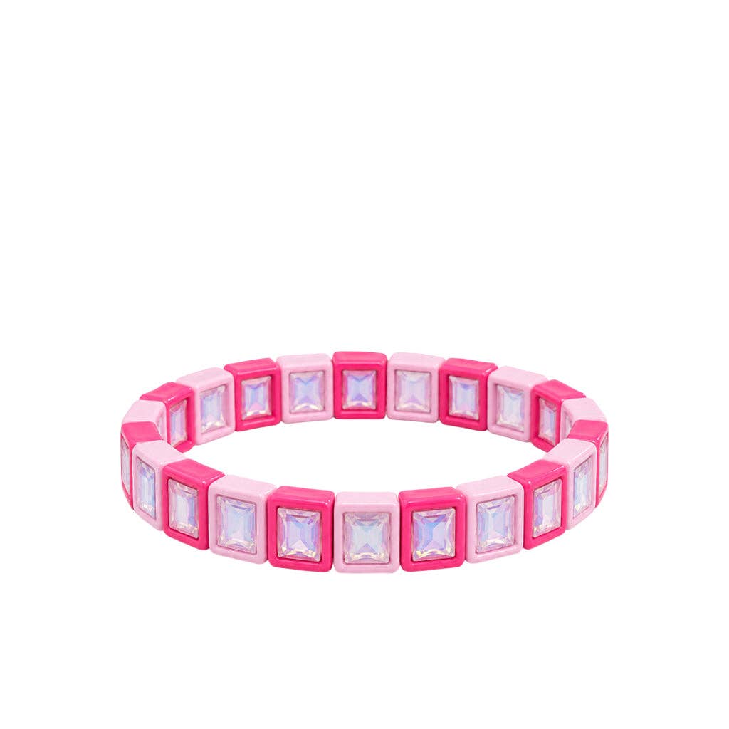 Lt Pink/Bubblegum Rhinestone Bracelet