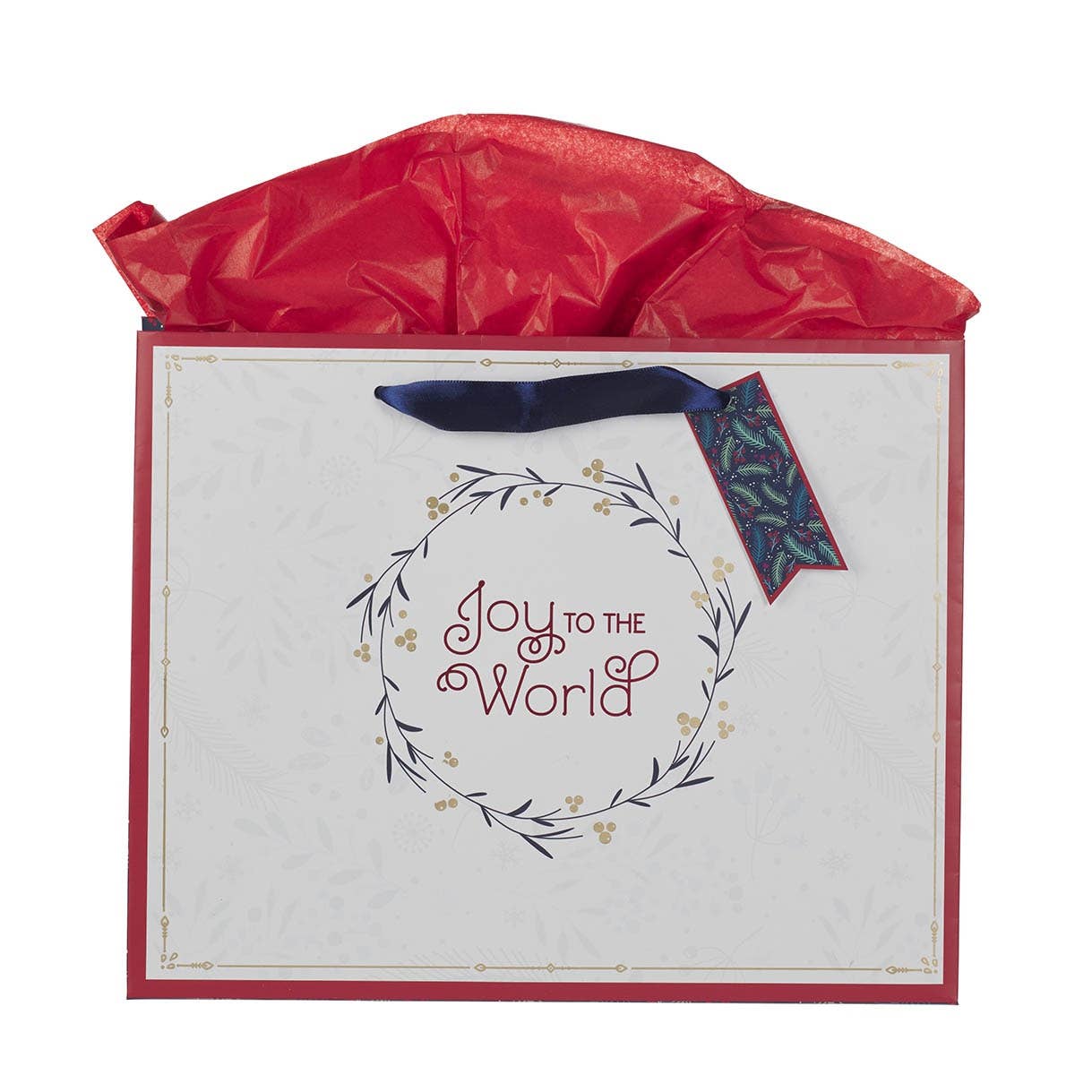Gift Bag LG Landscape Joy to the World Wreath