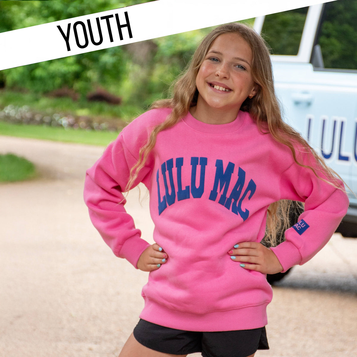 Youth Lulu Mac Sweatshirt- PINK/ROYAL PUFF