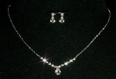 Pear Drop Rhinestone Necklace and Earring Set