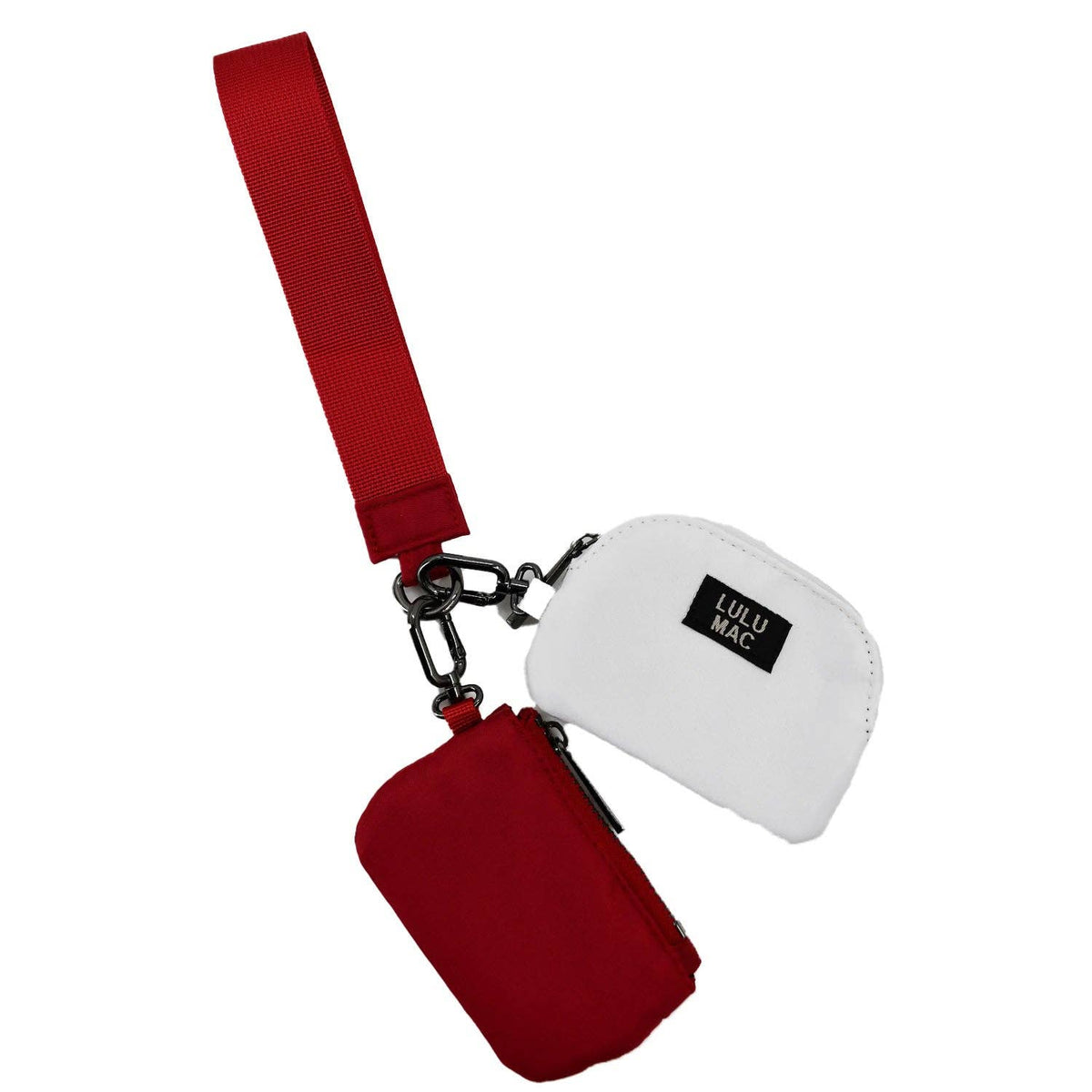 Maroon/White Lulu Mac Double Pouch Wristlets